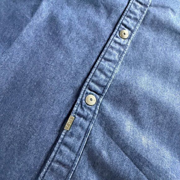 Calvin Klein Jeans Mens Short Sleeve Metal Snap Logo Casual Jeans Shirt Size M - Picture 8 of 15